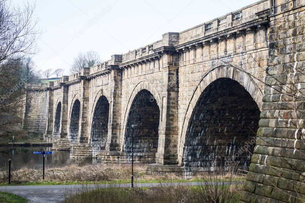 UK Lancaster March 13 2016 Close up of the Lune aqueduct near Lancaster, which carries the Lancaster canal over the river.