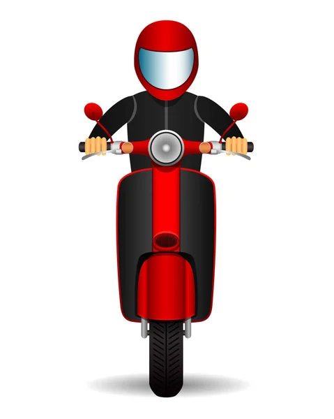 Scooter biker. Vooraanzicht. — Stockvector