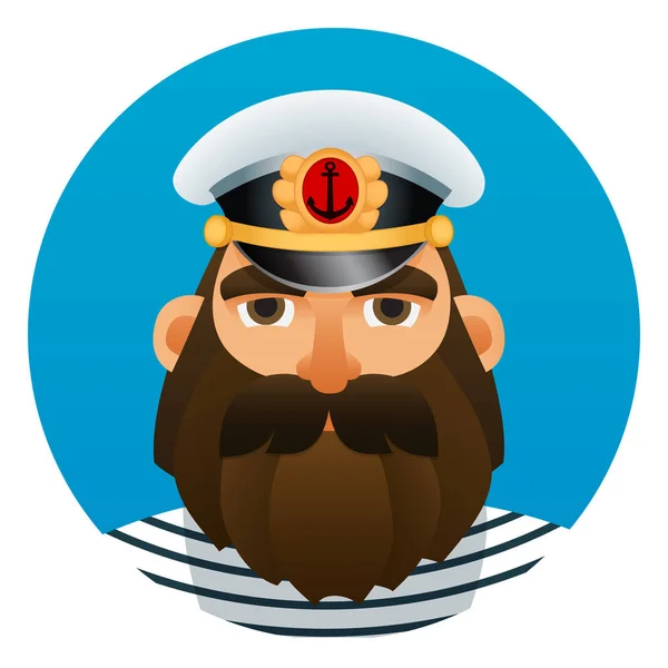 Portrait of captain. Cartoon image. — Stock Vector