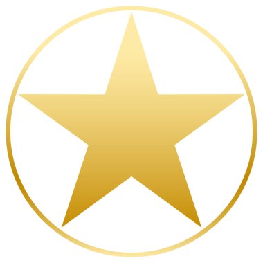 Altın bir daire içinde bir altın yıldız. Basit bir form. Düz vektör görüntü.