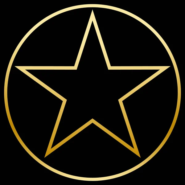 Estrella dorada en un círculo dorado. Forma simple. Imagen de vector plano . — Archivo Imágenes Vectoriales