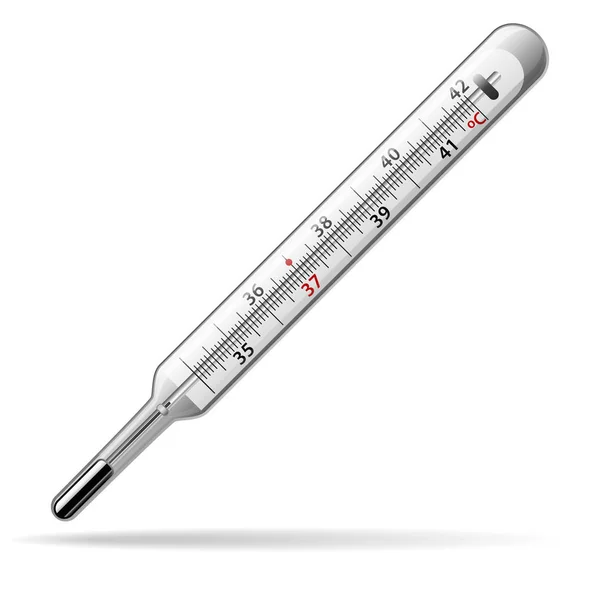 Thermometer Medizin. ein Quecksilberthermometer aus Glas zur Messung der Temperatur des menschlichen Körpers. Vektor — Stockvektor