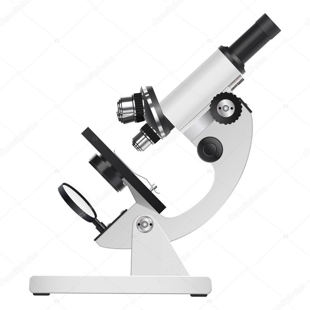 Microscope. Medicine and health. Realistic isolated object on white background. Vector .