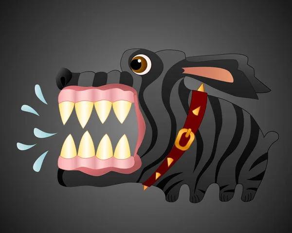 Um cão negro muito zangado. Personagem de desenhos animados. Imagem vetorial . —  Vetores de Stock