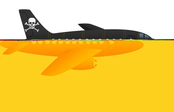 Avión pirata negro. Objeto aislado. Vector  . — Archivo Imágenes Vectoriales