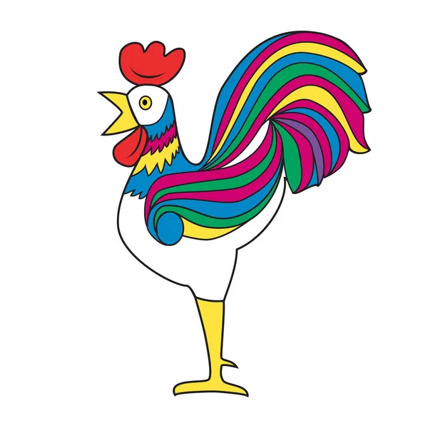 Cock. Colorful bright image. White background. Vector illustrations. — Stock Vector