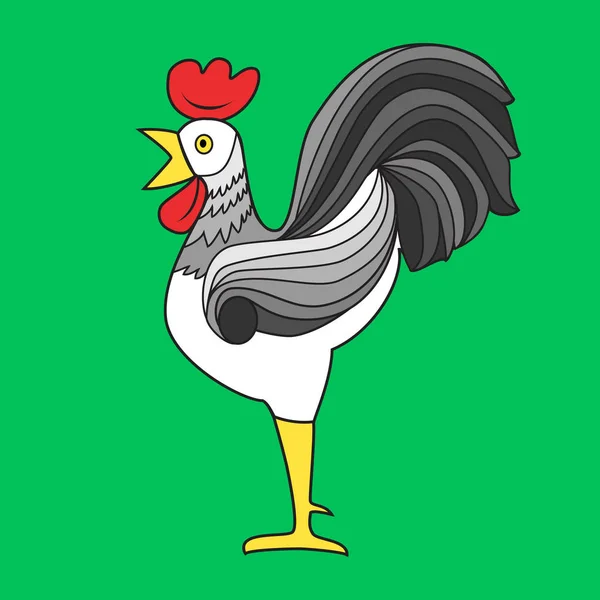 Cock. Colorful bright image. Green background. Vector illustrations. — Stock Vector