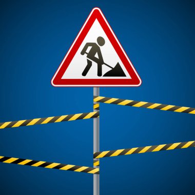 İşareti onarım işleri ve bariyer bantlar. Vektör