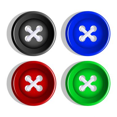 Düğmeleri. Çok renkli düğmeler kümesi. Vektör.