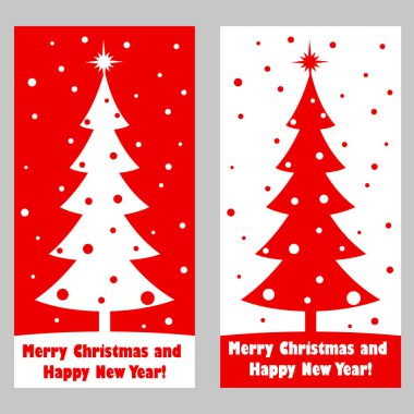 Neşeli Noel ve a mutlu yeni yıl. Kış hikaye. Çam ağacı ve kar. Düz görüntü. Vektör çizimler.