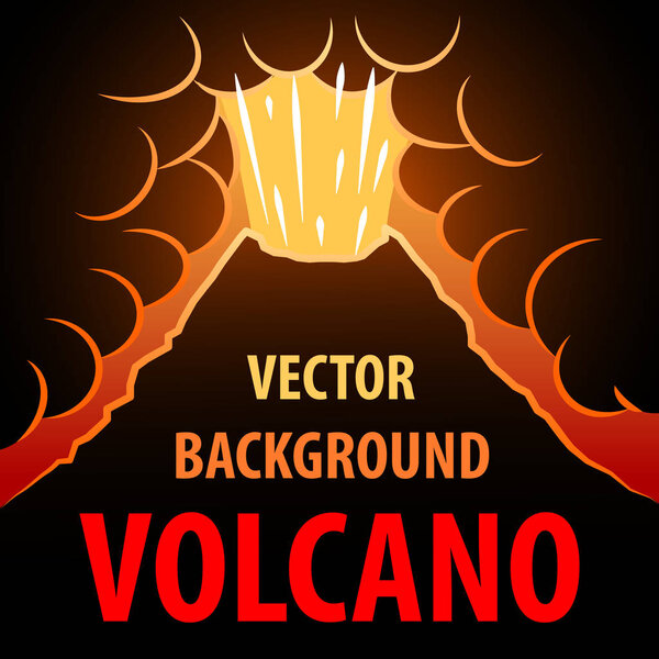 Volcano background. The eruption of the volcano in the background for an inscription.