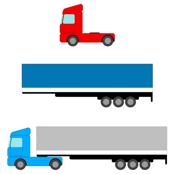 Truck. Flat image Tow Tractors and awning van. Isolated objects. Vector illustrations — Stock Vector