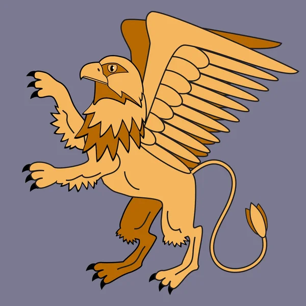 Griffin. Mitolojik yaratıklar. Masalları ve Hanedanlık armaları. İzole karakter. Vektör çizimler.