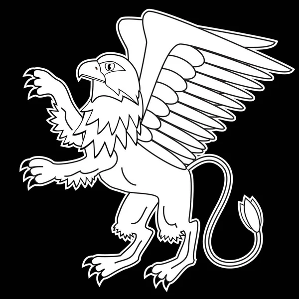 Griffin. Mitolojik yaratıklar. Masalları ve Hanedanlık armaları. İzole karakter. Vektör çizimler.