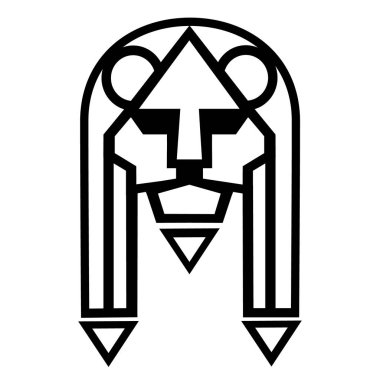 Aslan namlu. Aslan s kafa stilize görüntüsü. Yalıtılmış nesne. Vektör çizimler.