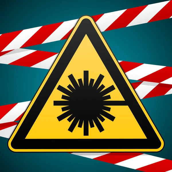 安全标志。警告-激光辐射的危险。高风险区。警示带。矢量插图. — 图库矢量图片