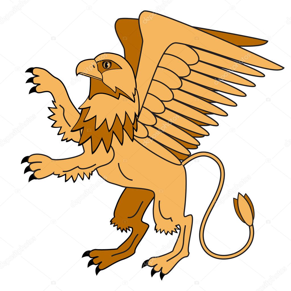 Griffin. Mythological creatures. Tales and heraldry. Isolated character. Vector illustrations.