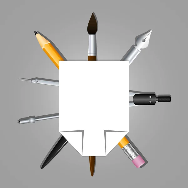 Heraldiek scholen en kunsten organisaties. Grafische en artistieke tools. Vector Image. — Stockvector