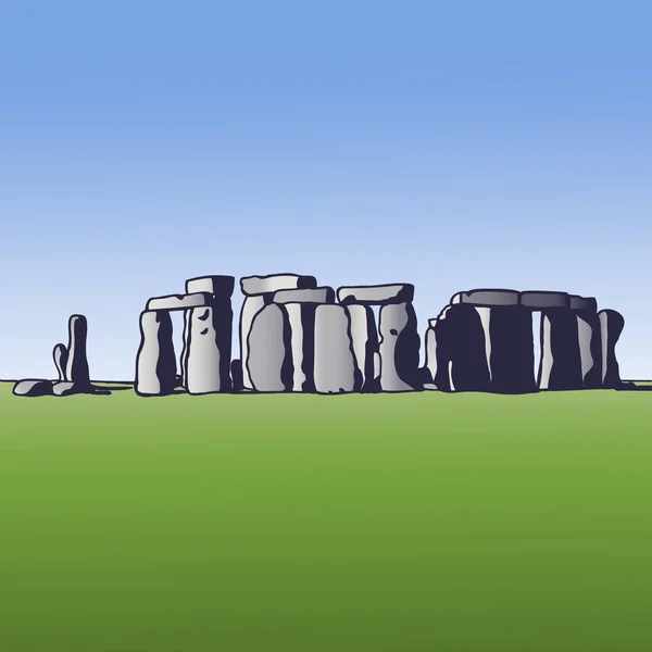 Stonehenge. Monumento histórico de Inglaterra. Monumento megalítico para ceremonias religiosas. Imagen vectorial . — Vector de stock