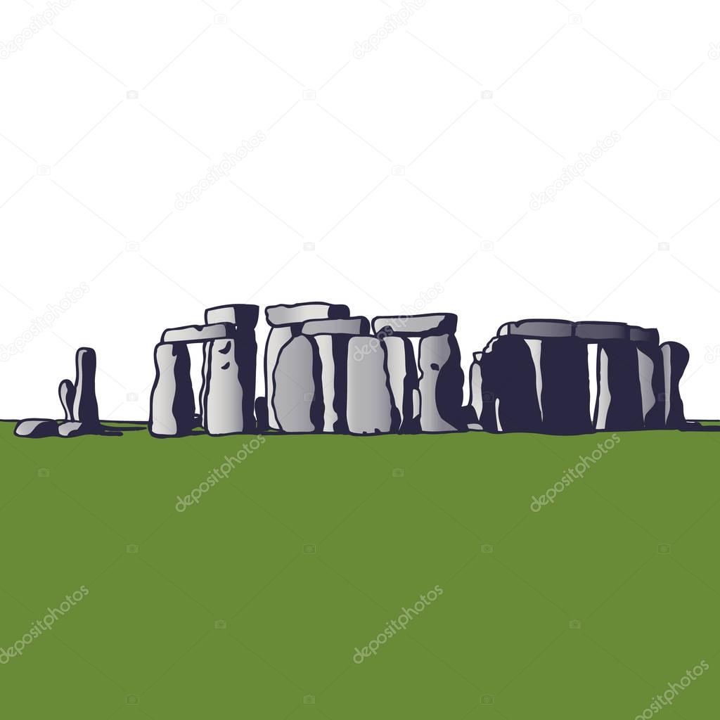 Stonehenge. Landmark of England. Megalithic monument for religious ceremonies. Vector Image.