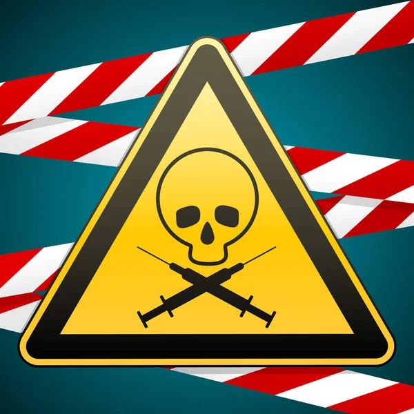 Warning sign. Drug addiction and AIDS. Caution - danger. Vector illustrations. — Stock Vector