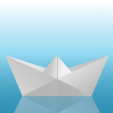 Kağıt tekne. Vektör görüntü. Nazik serin aralığı. Minimalizm tarzı güzel arka plan.