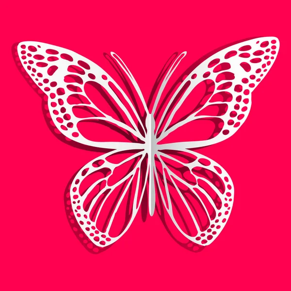 Farfalla di carta. Falena del Libro bianco. Sfondo rosa. Immagine vettoriale . — Vettoriale Stock