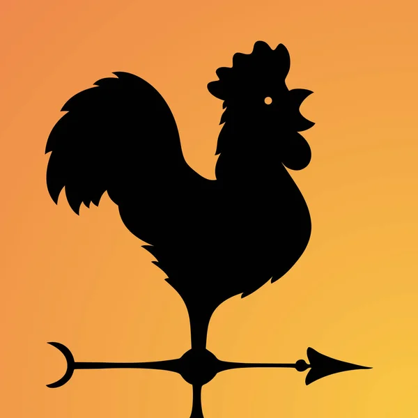 Vane. Ancient wind indicator in the form of a rooster. Vector Image. — Stock Vector