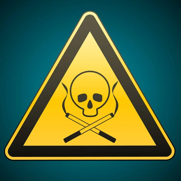 Warning sign. Smoking leads to death. Caution - danger. Vector illustrations. — Stock Vector