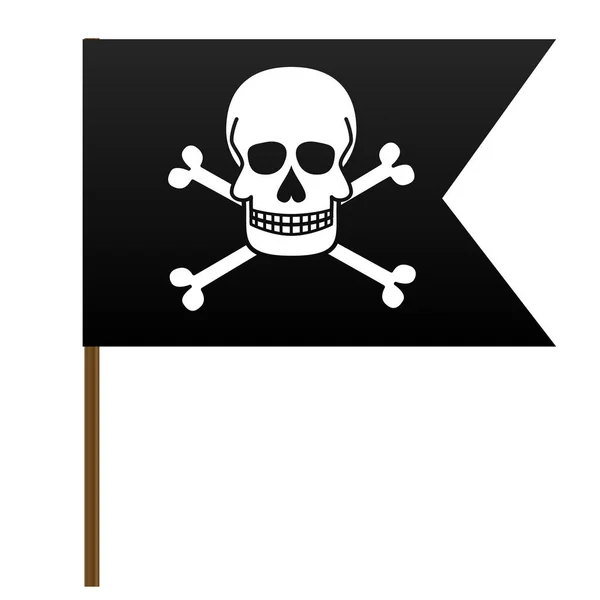 Lebka a zkřížené hnáty. Jolly Roger. Pirátská vlajka. Vektorové ilustrace. — Stockový vektor