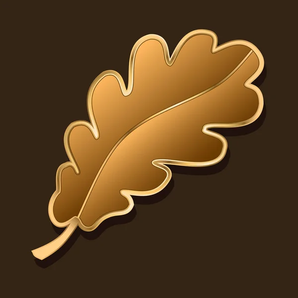 Oak Leaf. gestileerde stuk van juwelen. chocolade en gouden kleuren. — Stockvector