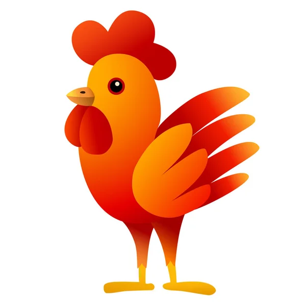 Red Cockerel. Cartoon bird character. White background. Vector illustration. — Stock Vector