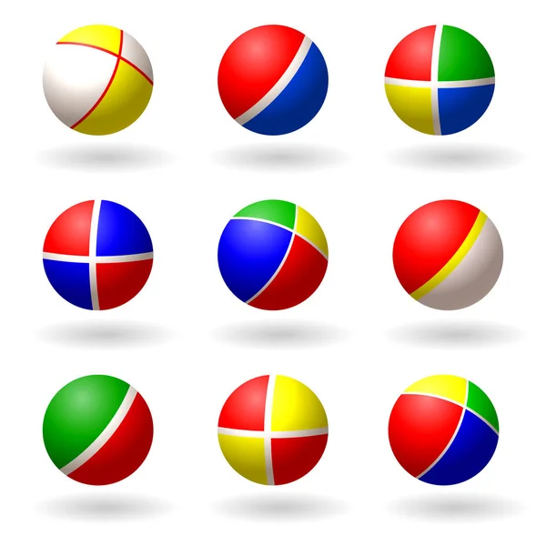子供のためのボール。複数の色の明るいボールのセットです。ゲームやレクリエーション。白い背景の上の孤立したオブジェクト。ベクトル イラスト — ストックベクタ