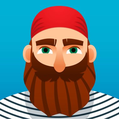 Bir denizci portresi. Karikatür tarzı. Vektör görüntü.