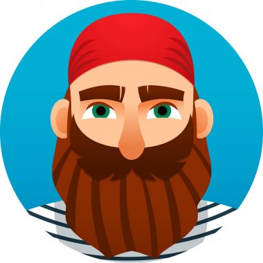 Bir denizci portresi. Karikatür tarzı. Vektör görüntü.