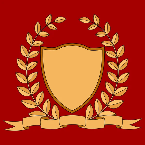 Heraldiek. Schild, lint, lauwerkrans. Vector Image. — Stockvector