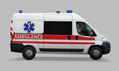 Ambulans çağır. Özel tıbbi araçlar. Gerçekçi görüntü. Vektör çizimler