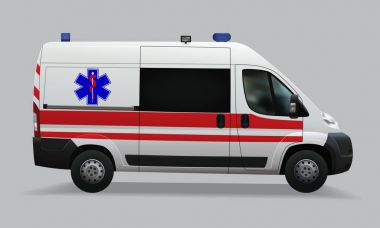 Ambulans çağır. Özel tıbbi araçlar. Gerçekçi görüntü. Vektör çizimler