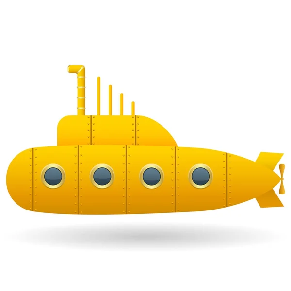 Yellow Submarine . White background. Cartoon style. Isolated object. Vector Image. — Stock Vector