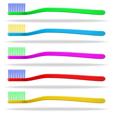 Çok renkli diş fırçaları kümesini. Beyaz arka plan. İzole nesneleri. Vektör görüntü