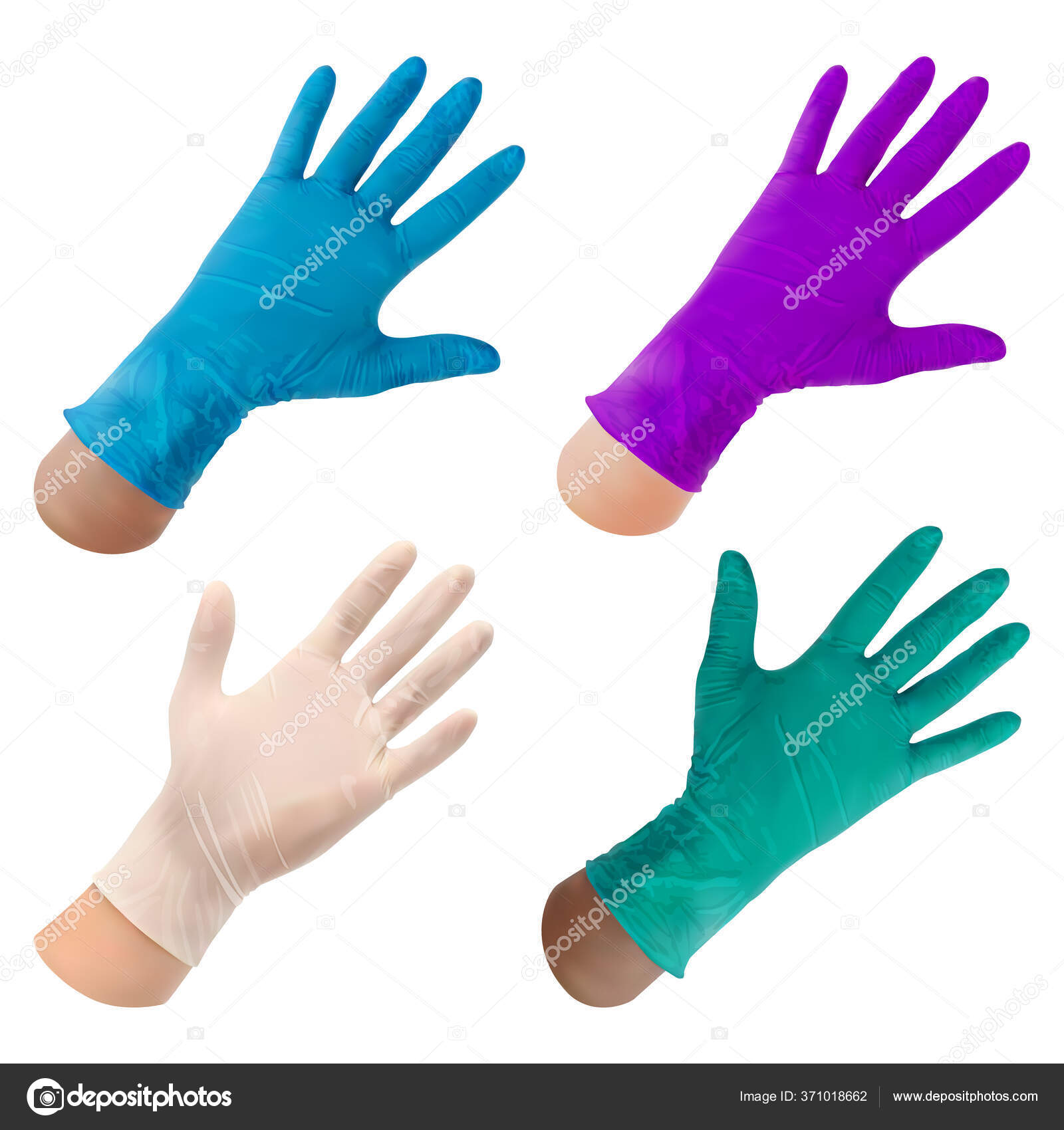 Set of rubber disposable gloves on a Latex glove and nitrile