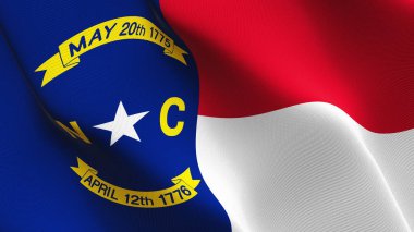 Bize Kuzey Carolina Devlet bayrağı sallayarak döngü. Amerika Birleşik Devletleri Kuzey Carolina gerçekçi bayrak kumaş dokulu üzerinde rüzgar esiyor.