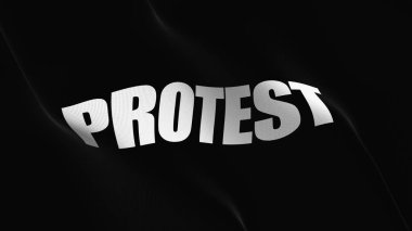 Siyah bayrak sallayarak döngü protesto. Siyah bayrak Rüzgar üfleme Inferno alevler içinde protesto.