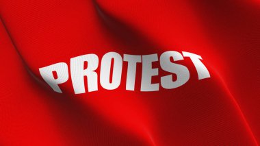 Protesto kırmızı bayrak sallayarak döngü. Kırmızı bayrak Rüzgar üfleme Inferno alevler içinde protesto.