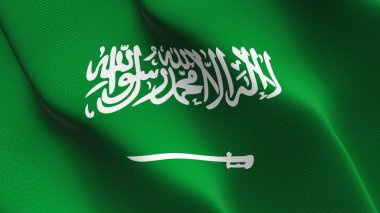 Suudi Arabistan bayrağı sallayarak döngü. Kumaş dokulu üzerinde rüzgar esiyor Suudi Arabistanlı gerçekçi bayrak.