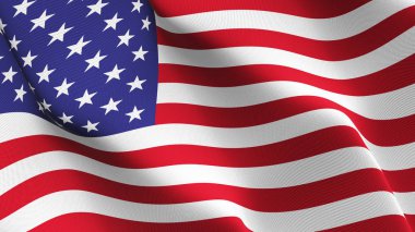 Amerika Birleşik Devletleri bayrağı sallayarak döngü. Amerika Birleşik Devletleri gerçekçi bayrak kumaş dokulu üzerinde rüzgar esiyor.