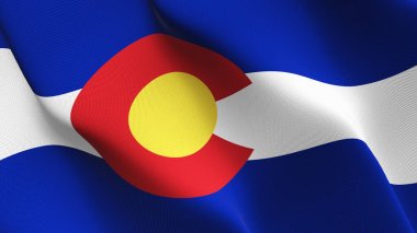 Colorado devlet bize bayrak sallayarak döngü. Amerika Birleşik Devletleri Colorado gerçekçi bayrak kumaş dokulu üzerinde rüzgar esiyor.