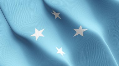 Mikronezya Federal Devletleri bayrağı sallayarak döngü. Mikronezya gerçekçi bayrak kumaş dokulu üzerinde rüzgar esiyor.