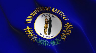 Bizi Kentucky Eyalet bayrağı sallayarak döngü. Amerika Birleşik Devletleri Kentucky gerçekçi bayrak kumaş dokulu üzerinde rüzgar esiyor.
