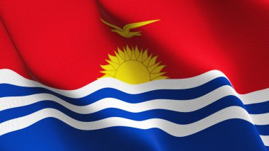 Kiribati bayrak sallayarak döngü. Kiribati gerçekçi bayrak kumaş dokulu üzerinde rüzgar esiyor.